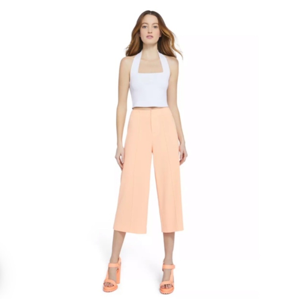 NWT ALICE + OLIVIA Women’s Dylan High Waist Crop Pant in Light Peach 10
